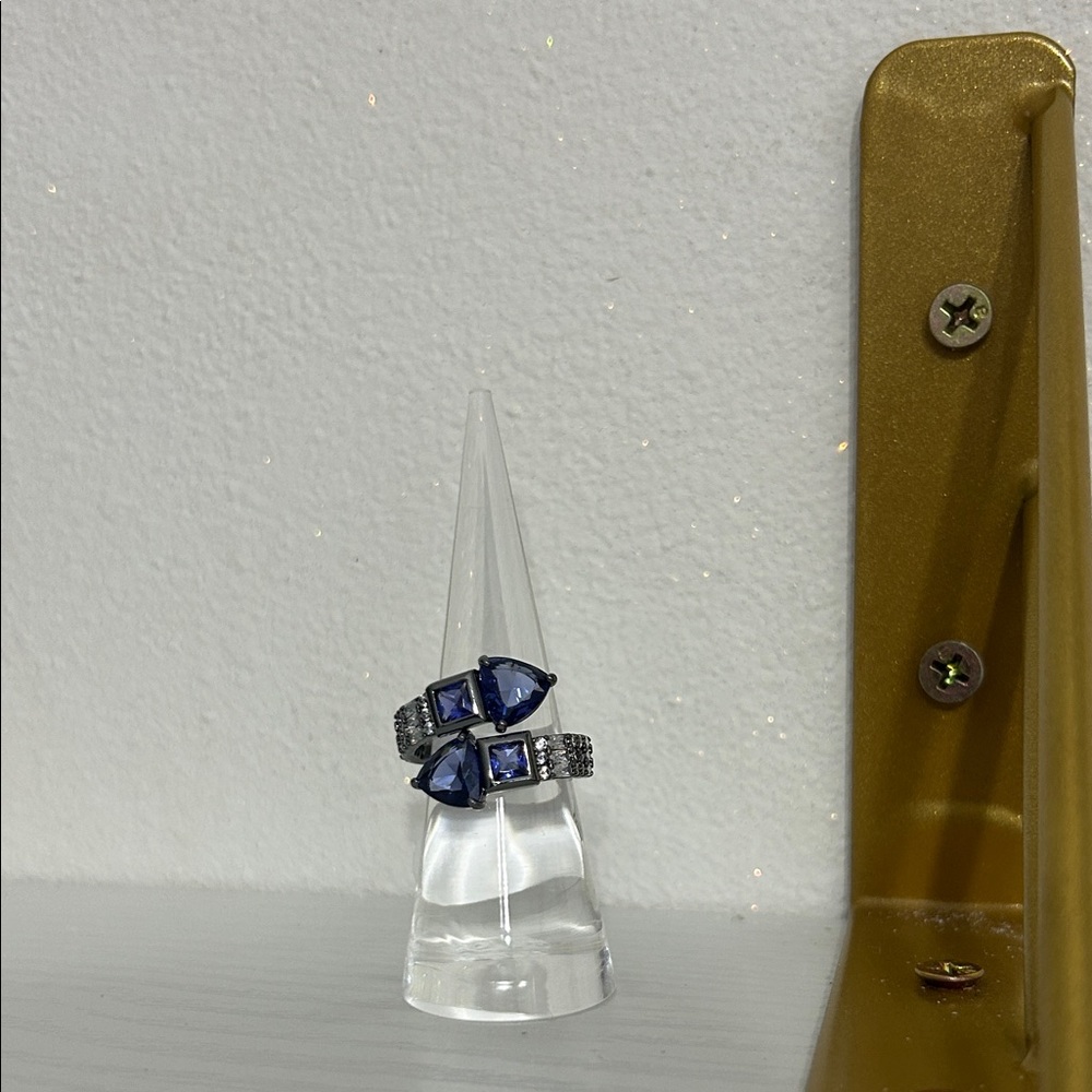 Elegant Blue and Silver Ring Set